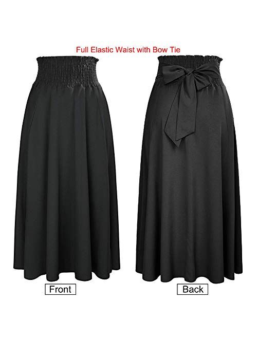 Calvin Klein Calvin&Sally Women's Casual Flowy Dress High Waist Pleated Midi Skirt with Pockets