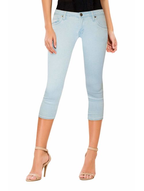 Hybrid & Company Women's Super Stretchy Deep Wide Cuff/Capri Denim Jeans
