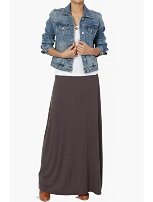 TheMogan S~3XL Women's Casual Lounge Solid Draped Jersey Relaxed Long Maxi Skirt
