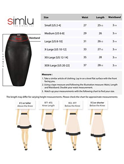 Simlu Faux Leather Skirts for Women High Waisted Pencil Skirts in Multiple Colors Stylish & Versatile