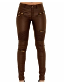 Buy PU Leather Denim Pants for Women Sexy Tight Stretchy Rider Leggings  Black Coffee online | Topofstyle