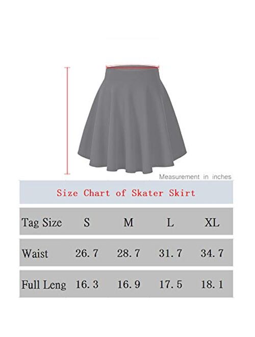 Moxeay Women's Basic A Line Pleated Circle Stretchy Flared Skater Skirt