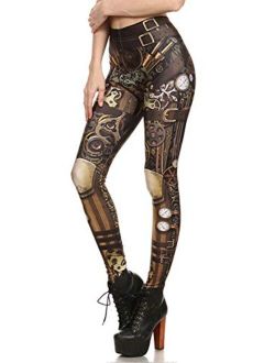 Women Steampunk Retro Leggings Comic Cosplay Punk Print Polyester Gothic Trousers Capris Pants S-4XL Plus Size