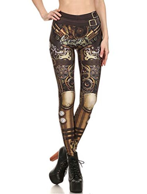 Women Steampunk Retro Leggings Comic Cosplay Punk Print Polyester Gothic Trousers Capris Pants S-4XL Plus Size
