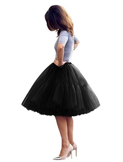 Babyonline Lady's Princess Tutu Tulle Midi Knee Length Skirt Underskirt