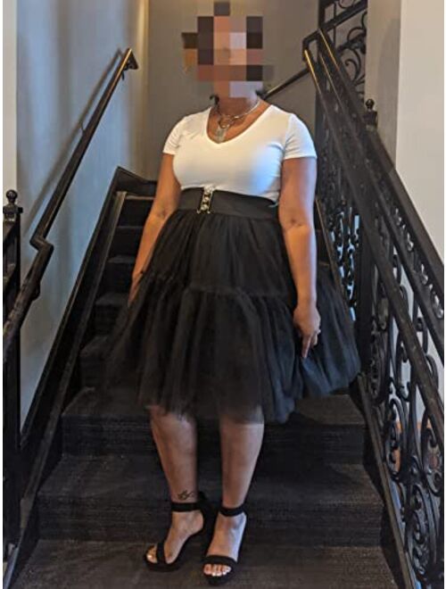 Babyonline Lady's Princess Tutu Tulle Midi Knee Length Skirt Underskirt