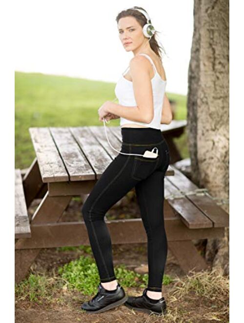 NIRLON Jeggings for Women High Waist Tummy Control Jean Leggings with Pockets Plus Size