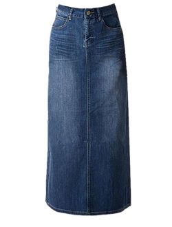 Skirt BL Women's Maxi Pencil Jean Skirt- High Waisted A-Line Long Denim Skirts for Ladies- Blue Jean Skirt