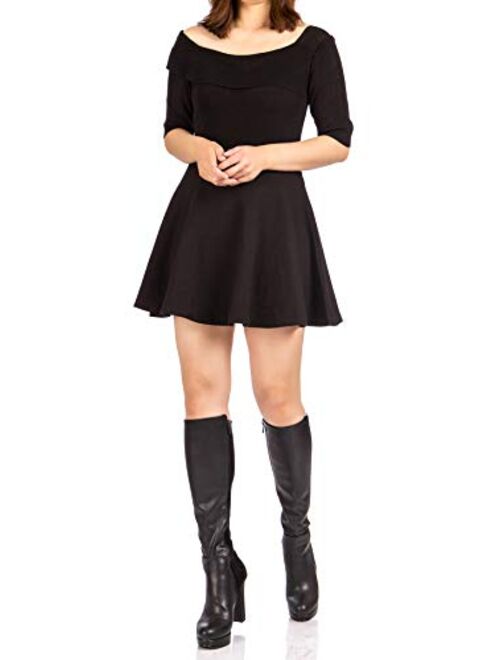 Basic Solid Stretchy Cotton High Waist A-line Flared Skater Mini Skirt