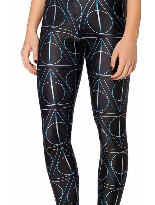 QZUnique Women's Geometrical Pattern Digital Print Shaping Breathable Leggings Pants