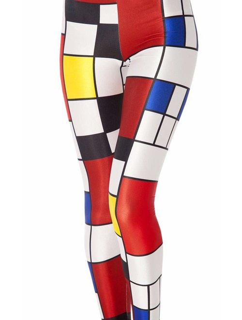 QZUnique Women's Geometrical Pattern Digital Print Shaping Breathable Leggings Pants