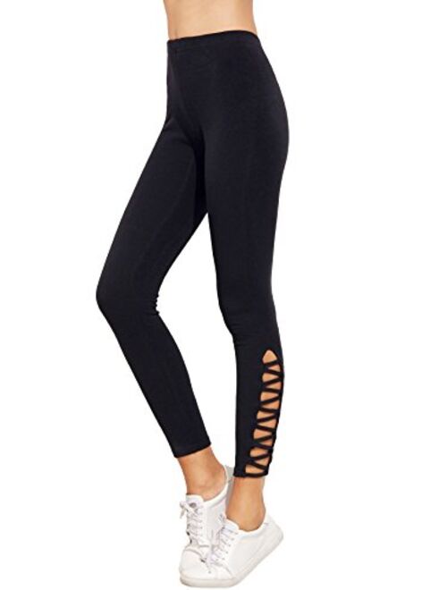 SweatyRocks Women's Cutout Leggings Skinny Yoga Pants Runing Jogger Active Tight