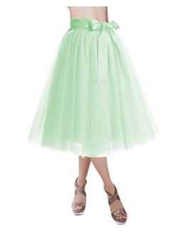 DRESSTELLS Knee Length Tulle Skirt Tutu Skirt Evening Party Gown Prom Formal Skirts