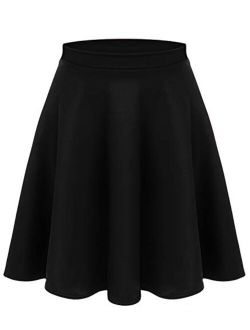 Women's Midi Skater Skirt Flared Stretch Skirt for Women Reg & Plus Size.Casual A line,Basic Everyday Wear,Formal Office