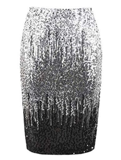Women's Sequin Skirt High Waist Sparkle Pencil Skirt Party Cocktail