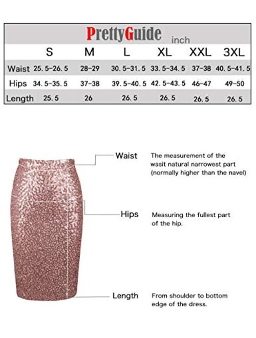 PrettyGuide Women's Sequin Skirt High Waist Sparkle Pencil Skirt Party Cocktail