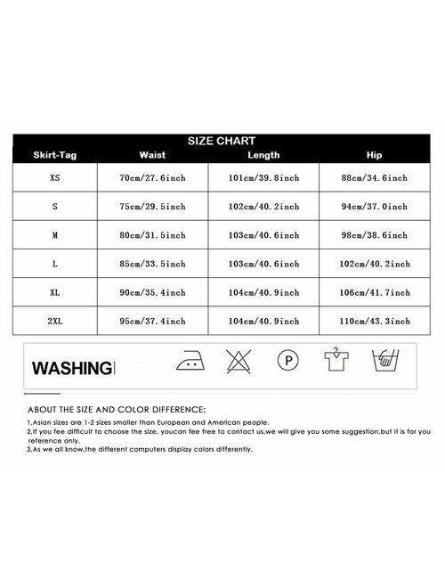 LISUEYNE Women's Casual Stretch Waist Washed Denim Ruffle Fishtail Skirts Long Jean Skirt