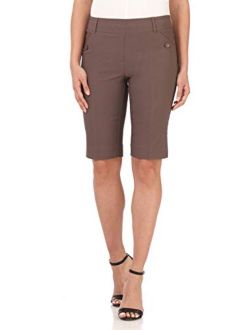 Rekucci Women's Ease Into Comfort Modern Pull-On Bermuda Short with Pockets