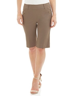 Rekucci Women's Ease Into Comfort Modern Pull-On Bermuda Short with Pockets