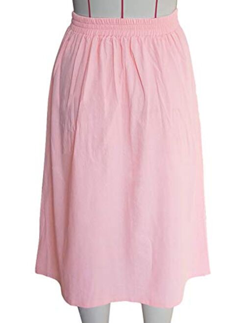 Meyeeka Womens Casual High Waist Flared A-line Skirt Pleated Midi Skirt with Pocket