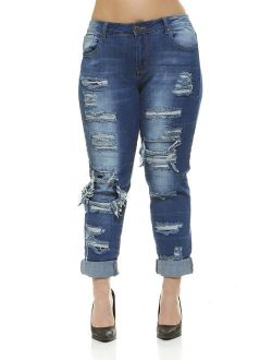 V.I.P.JEANS Women's Juniors Ripped Distressed Repaired Skinny Jeans