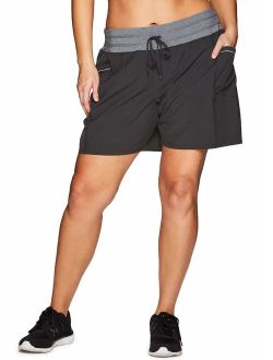 Active Women's Plus Size Relaxed Fit Breathable Ventilated Athletic Short with Pockets