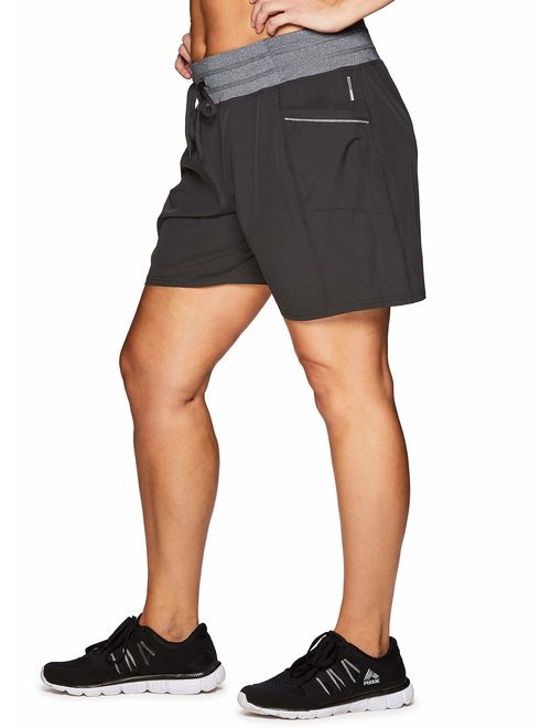 RBX Active Women's Plus Size Relaxed Fit Breathable Ventilated Athletic Short with Pockets