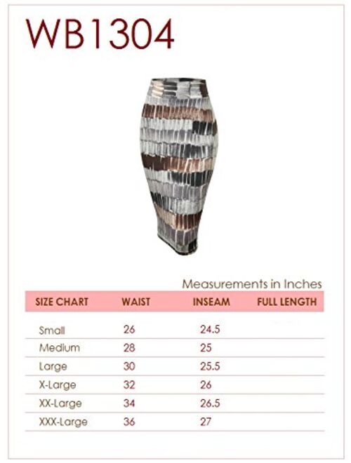 Made By Johnny Women's Elastic Waist Stretch Bodycon Midi Knee Length Pencil Skirt for Office- Made in USA