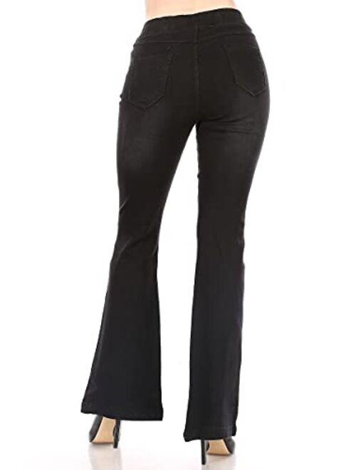 Flare Jeans for Women Ladies Elastic Pull-On Skinny Flared Bootcut Denim Jeggings
