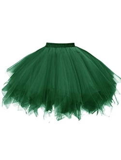 OBBUE Women's Short Vintage Petticoat Skirt Ballet Tutu Multi-Colored