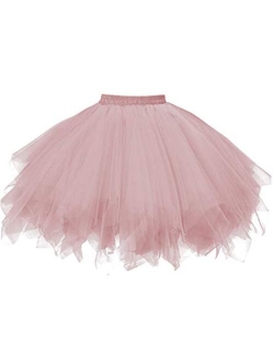 OBBUE Women's Short Vintage Petticoat Skirt Ballet Tutu Multi-Colored