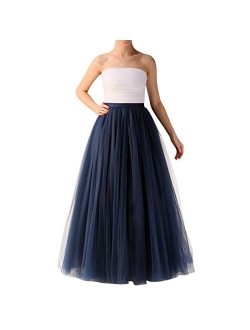 WDPL Wedding Planning A-line Maxi Long Tulle Skirt for Women Foor Length Evening Party Skirts