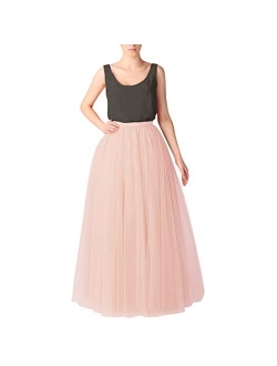 WDPL Wedding Planning A-line Maxi Long Tulle Skirt for Women Foor Length Evening Party Skirts