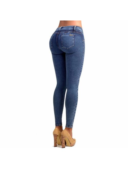 L.O.W.L.A SHAPEWEAR LOWLA Colombian Skinny Slim Fit Mid Rise Jeans for Women Butt Lift Pants Pantalones