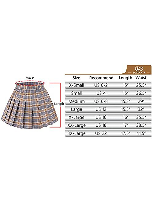 DAZCOS US Size Plaid Skirt High Waist Japan School Girl Uniform Skirts
