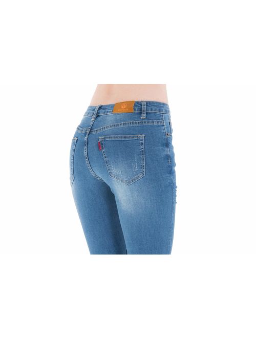 HONTOUTE Women's Classic High Waisted Butt Lift 4-Ways Stretch Modern Skinny Jeans
