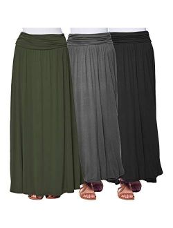3-Pack Women's Ruched Maxi Skirt by Isaac - Made in The USA