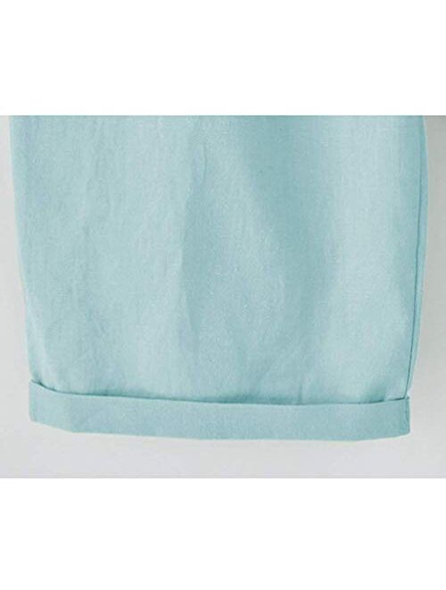 Vcansion Women's Casual Shorts Knee-Length Bermuda Shorts Elastic Waist and Drawstring Closure