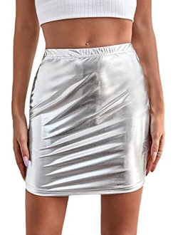 Women's Basic Stretch Plaid Mini Bodycon Pencil Skirt