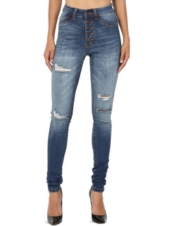 Curvy Butt Elastic Waist Band Stretch Soft Denim Skinny Jeans in Black