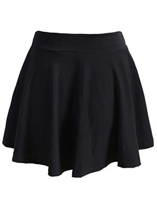 ROMWE Women's Plus Size Stretchy Elastic Waist Flared Casual Mini Skater Skirt