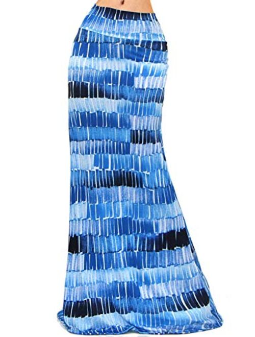 Vivicastle Women's USA Colorful Tie Dye Acid Washed High Waist Foldover Maxi Skirt