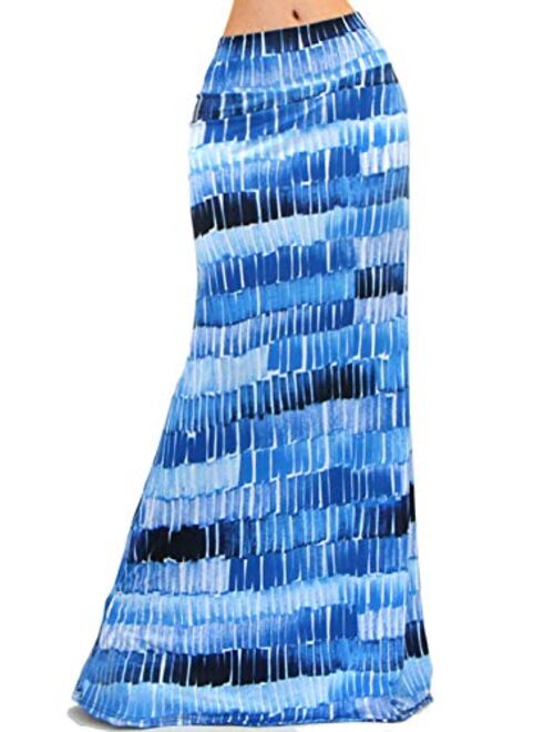 Vivicastle Women's USA Colorful Tie Dye Acid Washed High Waist Foldover Maxi Skirt