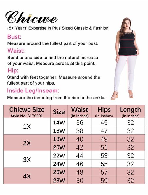 Chicwe Women's Plus Size Stretch Long Tailored Calf Length Pencil Skirt Elastic Waistband