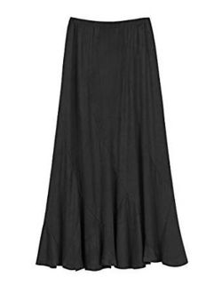 Women's Vintage Elastic Waist A-Line Long Midi Skirt