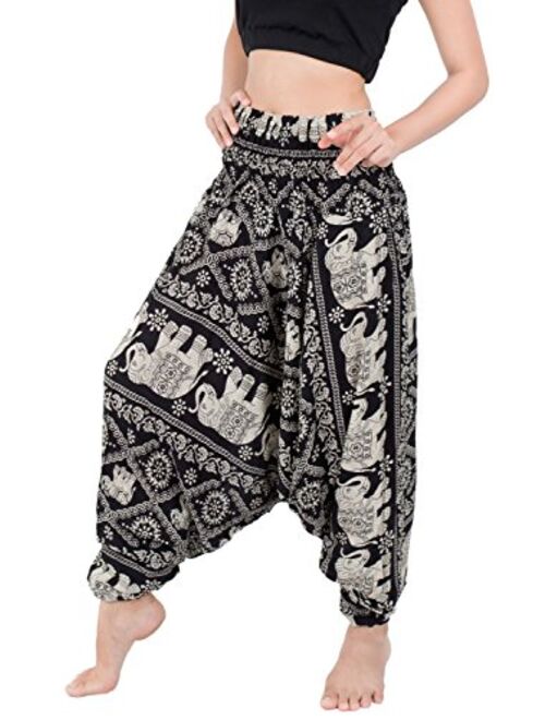 Buy Banjamath Women's Peacock Print Aladdin Harem Hippie Pants Jumpsuit ...