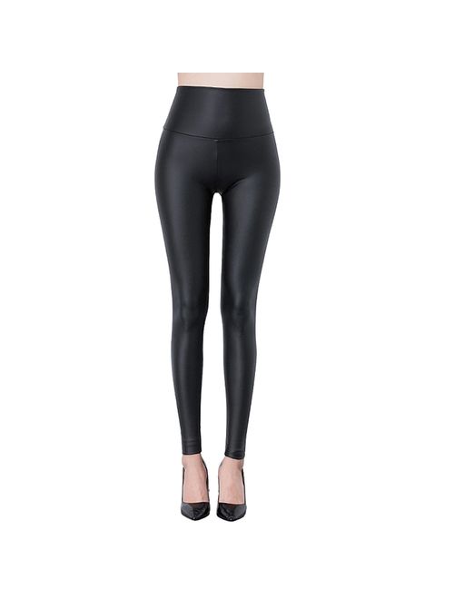Tulucky Womens Sexy Pants Girls Faux Leather High Waisted Leggings