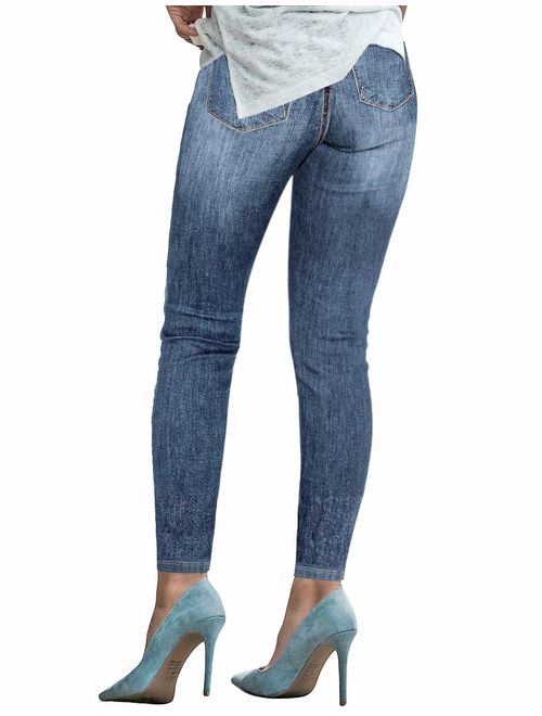 Utyful Women's Mid Rise Stretchy Skinny Jeans Button Slim Fit Ripped Denim Jeans