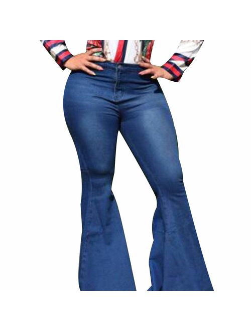 EVEDESIGN Women's High Waist Bootcut Flared Jeans Bell Bottom Flared Jeans Plus Size