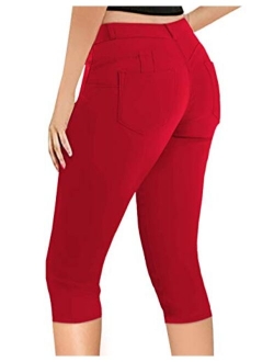 Hybrid & Co. Women's 17 inch Butt Lift Super Comfy Stretch Denim Capri Jeans